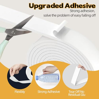 1 in Wide x 1/8 in Thick x 33FT Foam Weather Stripping Door Seal,Window Sealing Tape，Single-Sided Self-Adhesive Insulation Sealing Strip White