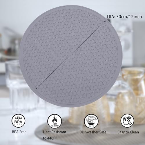 Silicone Microwave Mat - Round 12" x 12" - Set of 4 Heat Resistant Multifunctional Mat, Splatter Guard, Trivet, Hot Pad, Pot Holder