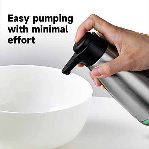 AIKE 15oz Liquid Soap Dispenser for Dish and Hand Soap Stainless Finish | Easy Push Durable Pump, No-Slip Base with Clear Liquid Window, Easy Refill Wide Opening, for Kitchen Sink and Bathroom