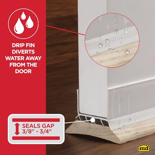 M-D Building Cinch® U-Shape Slide-On Under Door Seal, White, 36in