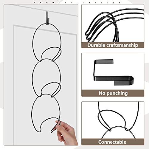 Yerliker 16 Pieces Hat Rack Wig Holder over The Door Baseball Hat Holder Wall Mounted Hanging Wig Organizer for Closet Display Storage Rack with 2 Hooks for Tie Scarf(Black)