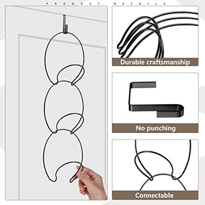 Yerliker 16 Pieces Hat Rack Wig Holder over The Door Baseball Hat Holder Wall Mounted Hanging Wig Organizer for Closet Display Storage Rack with 2 Hooks for Tie Scarf(Black)