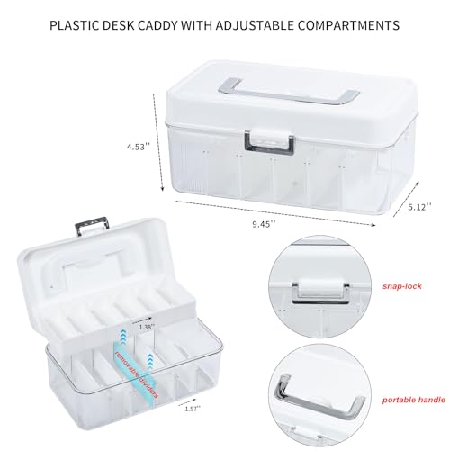 Plastic Bandages Organizer with Lid and Adjustable Dividers | Clear First Aid Bandage and Tapes Storage Container, For Home Office, Bathroom Medicine Cabinet, Ointments, Medical Wrap