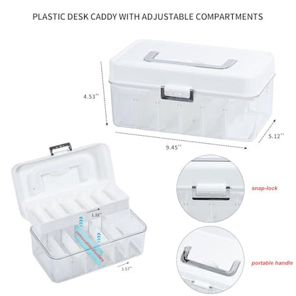 Plastic Bandages Organizer with Lid and Adjustable Dividers | Clear First Aid Bandage and Tapes Storage Container, For Home Office, Bathroom Medicine Cabinet, Ointments, Medical Wrap