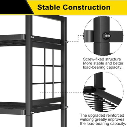 GIOTORENT 6-Wire Standing Storage Shelf for Bathroom Organizers and Storage & Laundry Room Organization, Metal Shelving Unit Pantry Rack for Kitchen & Bathroom, Black