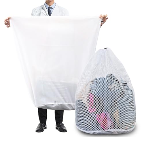 Extra Large Mesh Laundry Bags Washing Bag 2Pack Delicates Bag and Pull net style Laundry Bag Jumbo for Washing Machine Large Mesh Bags for Blankets, Bedding, Coats, Toys (2PCS-XXXL)