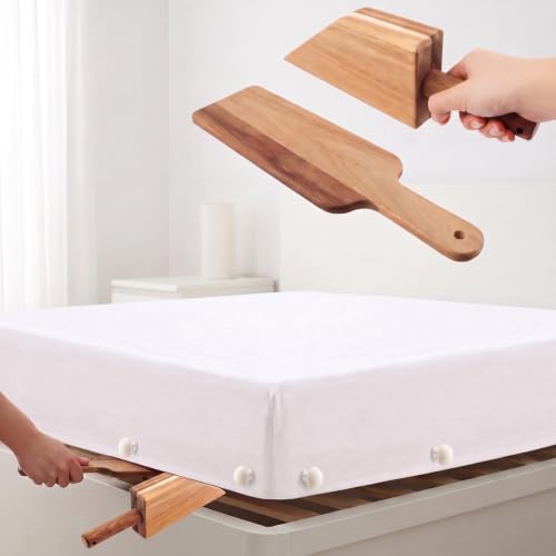 Mattress Lifter & Bed Making Tool Set, Wooden Wedge Lever with Sheet Tucking Tool & 8 Sheet Fasteners, Bedding Helper for Seniors, Caregivers and Housekeepers