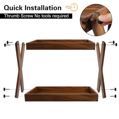 Wood Countertop Shelf Organizer, 2 Tier Wooden Shelf for Coffee Bar Accessories, Kitchen Spice Rack Organizer, Condiment Storage Caddy for Home, Office, Bathroom counter