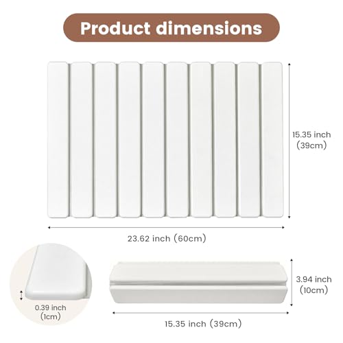Super Anti-Slip Strong Absorbent Diatomite Pad, Stone Bath Mat 23.6 x 15.5 inches Quick-Dry Pad, Foldable and Easy to Store Bathroom Stone Bath Mat, Suitable for Bathroom, Easy to Clean