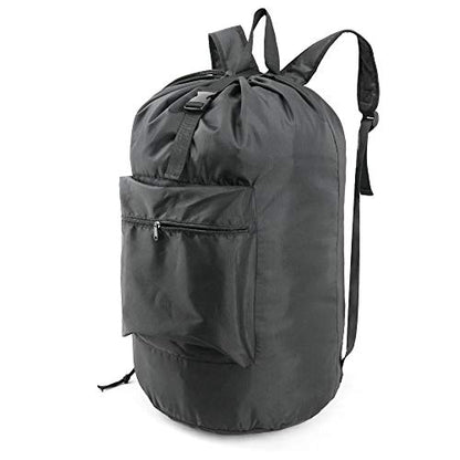 BeeGreen Laundry Bag Backpack w Adjustable Shoulder Straps College Dorm Essentials w Drawstring Closure for Travel Camp Heavy Duty Laundry Hamper Backpack Portable w Handle Xlarge Black