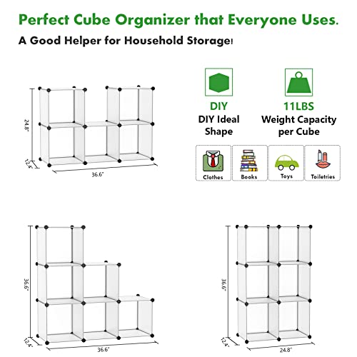 C&AHOME 6-Cube Storage Organizer Cube Shelf Closet Storage Bookcase, White | Stackable Cubby Storage, Bookshelf, Portable Plastic Storage Closet Organizer, DIY Modular Shelving Units for Home, Wardrobe
