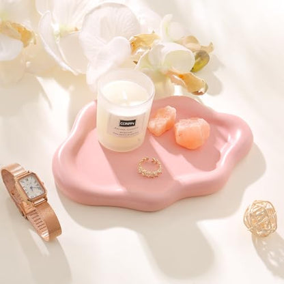 Ceramic Cloud Jewelry Tray Trinket Dish Key Bowl Nightstand Decor | Decorative Small Desk Tray Jewelry Plate Key Holder Bowl Cute Bedroom Room Decor Aesthetic, Gift for Women, Pink Medium