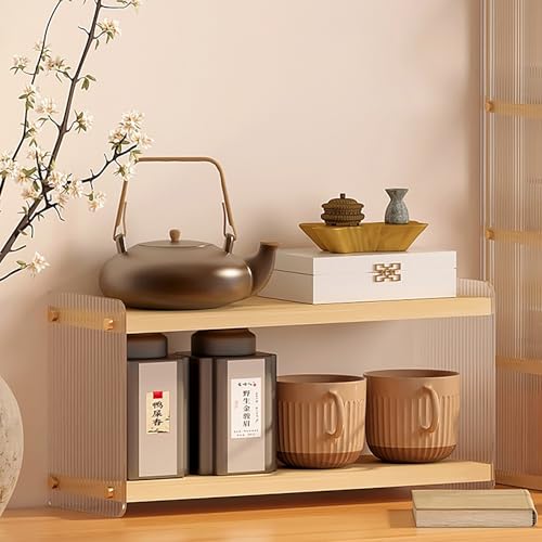 Coffee Station Organizer 2 Tier Acrylic Home Storage Mugs Hooks for Kitchen Countertops, Coffee Bars, for Placing Mugs, Coffee Beans, Syrup, Cups, Stirrers