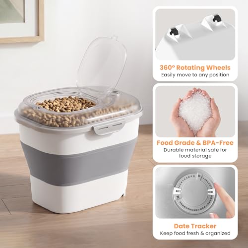 50 Lbs Rice Storage Container, Collapsible Pet Food Container