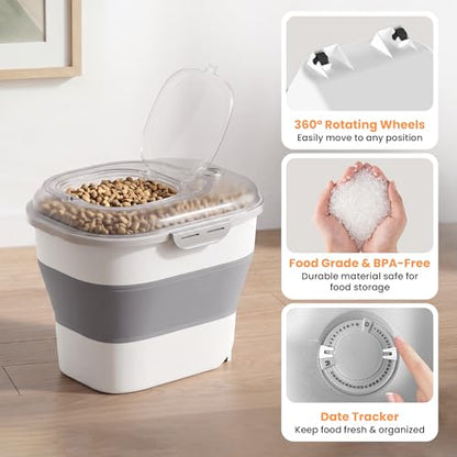 50 Lbs Rice Storage Container, Collapsible Pet Food Container