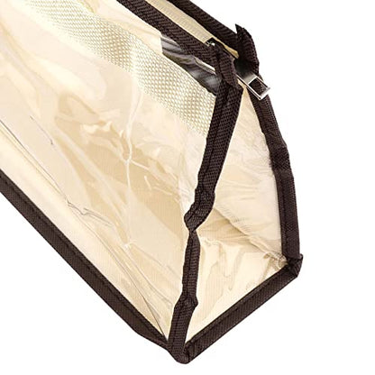 18 Pack 3 Sizes Clear Handbag Storage, Clear Purse Protector Bag with Zipper and Handle Purse Storage Dust Bags for Closet, Beige and Transparent