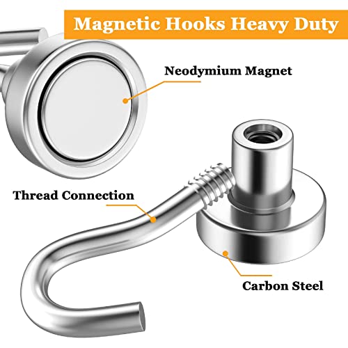 68Pack Super Strong Magnetic Hooks, 25lbs Heavy Duty Magnetic Hook for Hanging, Rare Earth Neodymium Magnet Hooks, for Cruise Ship Camping Grill Kitchen Fridge Garage Wall