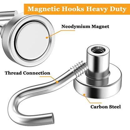 68Pack Super Strong Magnetic Hooks, 25lbs Heavy Duty Magnetic Hook for Hanging, Rare Earth Neodymium Magnet Hooks, for Cruise Ship Camping Grill Kitchen Fridge Garage Wall