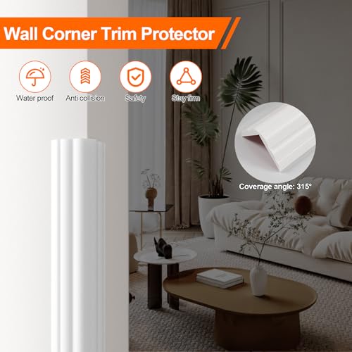 Elvone Wall Corner Protector Molding Trim, 1.6 in x 20 ft, White | Edge Guard, Peel and Stick Flexible Trim Molding for Inside & Outside Corners, Wall, Countertop