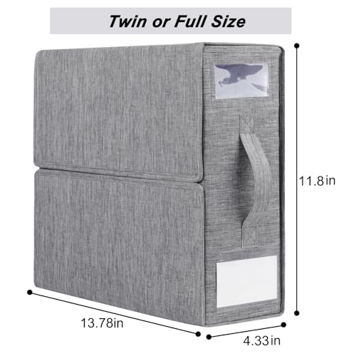 Cosybreeze Bed Sheet Organizers and Storage 2 Pack Foldable Linen Closet Organizer with Window - Full/Twin Size Bedding Storage for Duvet Cover, Bedding Clothes (Gray)