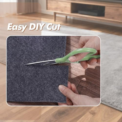 Non-Slip Rug Pad 6' x 9' – Felt & Rubber Underlay in Dark Gray, Waterproof & Grippy for Hardwood, Tile, Laminate Floors, Prevents Slipping & Bunching