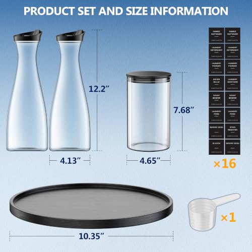 2+1 Pack Laundry Detergent Dispenser & Laundry Pods Container with Tray Black