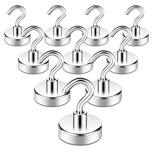 Magnetic Hooks, Heavy Duty 85lb+ Strong Magnet Hoo... (Silver | Steel)