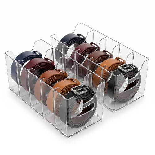 Clear Acrylic Belt Organizer 2 Pack, Stackable Bel... (2 Count | Transparent | Acrylic)