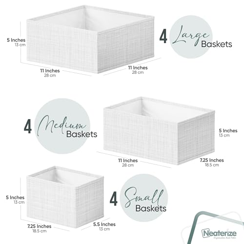 Drawer Organizer Clothes Set of 12 White-Grey - Dresser Organizer For Nursery, Bedroom, Closet - Perfect Baby Clothes Organizer and Storage & General Nursery Organization or Dresser Drawer Organizers