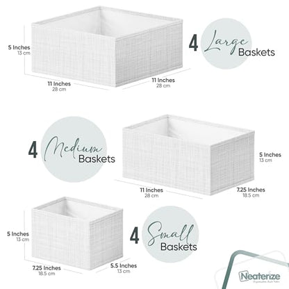 Drawer Organizer Clothes Set of 12 White-Grey - Dresser Organizer For Nursery, Bedroom, Closet - Perfect Baby Clothes Organizer and Storage & General Nursery Organization or Dresser Drawer Organizers