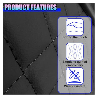 Leather Car Center Console Cover, Armrest Booster Cushion,BlackRed | Universal Vehicle Middle Console Organizer with 2 Cup Holders, Side Storage Bag, Tissue Box & Phone Slot, 13.38"×7.28"×2.44"