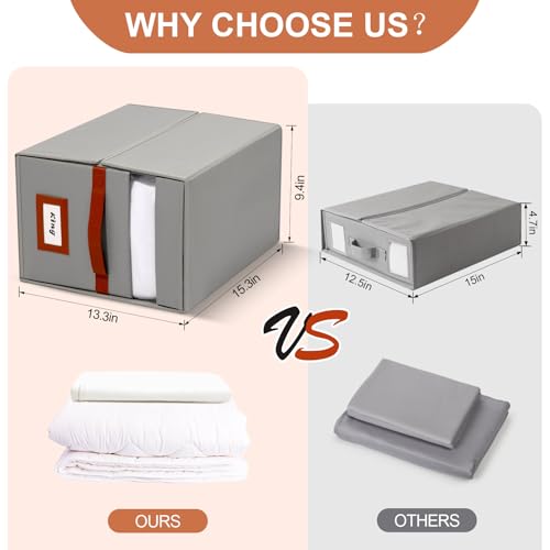 Extra Large Bed Sheet Organizer, 2 Pack Foldable Sheet Organizers and Storage with Oxford Fabric, Clear PVC Window & Leather Handle – Storage for Bedding, Blankets, Duvet Cover Set, Quilt