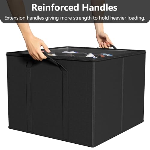 SUOCO 2 Pack Shoe Organizer for Closet, Fits up to 32 Pairs, Small Space Shoe Storage Boxes Bins Containers w/Adjustable Dividers and Clear Top, Black