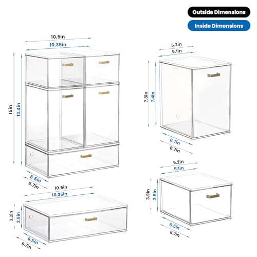 LALOBLUE Stackable Clear Acrylic Drawer Baby Bottle Makeup Organizer | Acrylic, Holds Baby Bottles, Makeup, Cosmetics, Stackable Clear Drawer Organizer, Cabinet and Pantry Organization Bins
