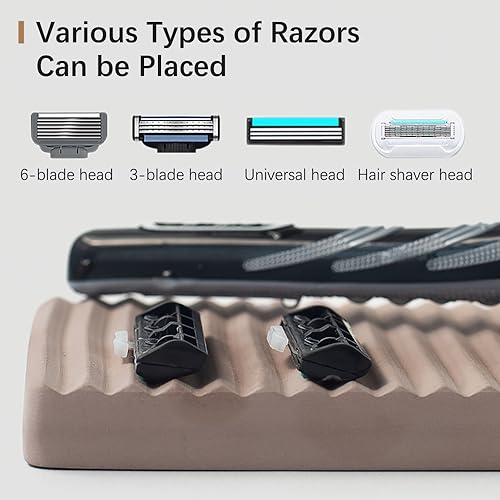 Diatomite Razor Holder for Shower,Water Absorption Fast Drying Natural Diatomite Tray for Razor Soap Shaving Cream Foam Bottle Face Wash (Beige)