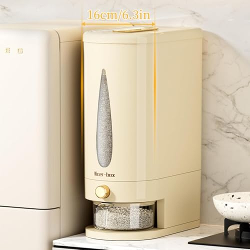 Large Rice Dispenser, 12Lbs Cereal Dispenser Rice Container Food Storage Container with Measuring Cup, Cereal Containers Storage Kitchen Storage Household Rice Pet Food Holder (S-12LBS)