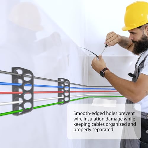 20 Pack Cable Chase-Wire Bracket, Cable Support Wire Bracket Holder | for NMB Electrical Cord Organized Management, 9-Hole 1-Inch Diameter
