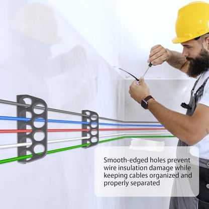 20 Pack Cable Chase-Wire Bracket, Cable Support Wire Bracket Holder | for NMB Electrical Cord Organized Management, 9-Hole 1-Inch Diameter