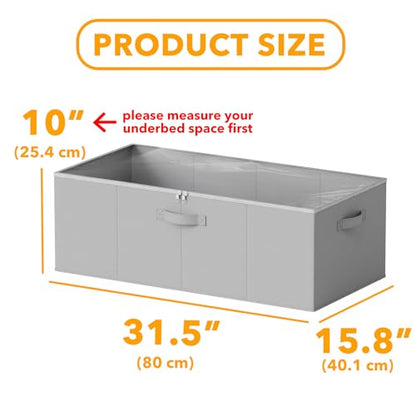 SpaceAid 3 Pack 10" High Under Bed Storage Containers, Large Underbed Storage Organizer Bins with Lids for Bedroom, Dorm, Clothes, Closet Organization, Bed Sheets and Blankets (Gray)