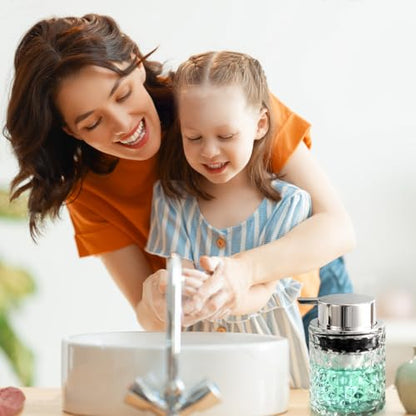 Malachi Foaming Hand Soap Dispenser, Refillable Clear Glass Foam Pump Bottle for Hand Soap, Dish Soap, Body Wash, Shampoo, Facial Cleanser & Baby Wash, Multi‑use for Bathroom, Kitchen & Commercial Use