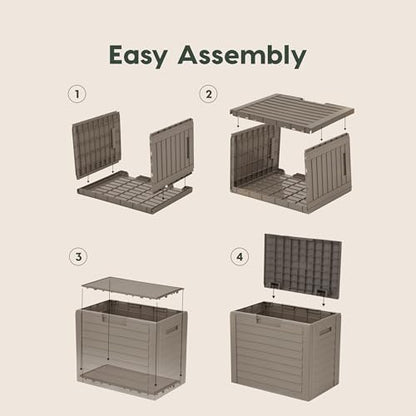 IRIS USA 35 Gallon Outdoor Deck Box, Lockable, Weather-Resistant, Brown | UV-Protected, Waterproof Resin, Patio Storage for Cushions, Garden Tools & Packages