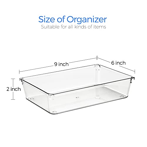 6 Pack Drawer Organizer - 6" X 9" Plastic Storage... (6 Count | Transparent)