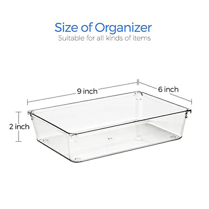 6 Pack Drawer Organizer - 6" X 9" Plastic Storage... (6 Count | Transparent)