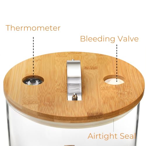 5L Glass Rice Dispenser, Cereal Container with Bamboo Stand, Large Airtight Food Storage Bin, Rice Organization Tank with Measuring Cup for Grain Coffee Beans Dry Food