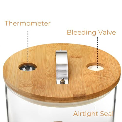 5L Glass Rice Dispenser, Cereal Container with Bamboo Stand, Large Airtight Food Storage Bin, Rice Organization Tank with Measuring Cup for Grain Coffee Beans Dry Food