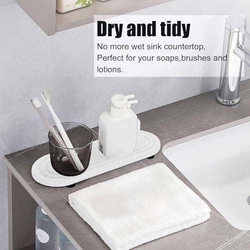 2PCS Water Absorbing Stone Tray, Fast Drying Diatomite Stone Sink Tray, Water Absorbent Diatomite Coasters, Stones Soap Trays for Kitchen Sink, Bathroom Counter Hand Soap Dish & Holders