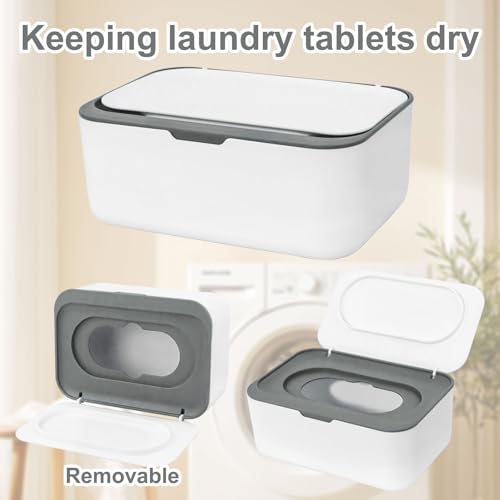 Dryer Sheet Holder, Laundry Dryer Sheet Container With Lid Dryer Sheet Dispenser Organizer Basket, Fabric Softener Sheet Storage Box for Laundry Room Washer Organization (Gray)