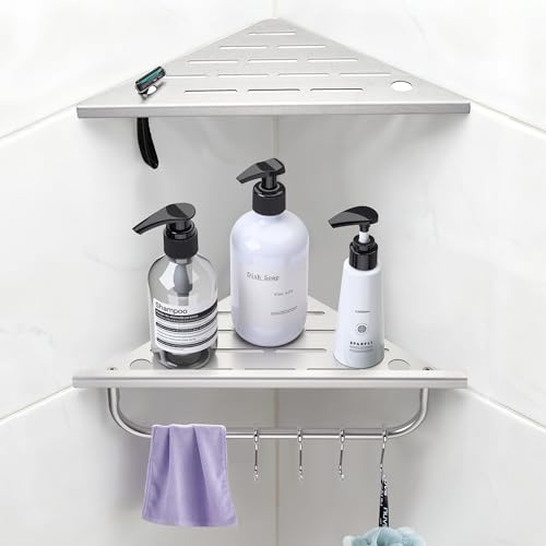 Shower Corner Shelf, 10'' Corner Shower Shelf with... (Brushed Nickel | Stainless Steel)