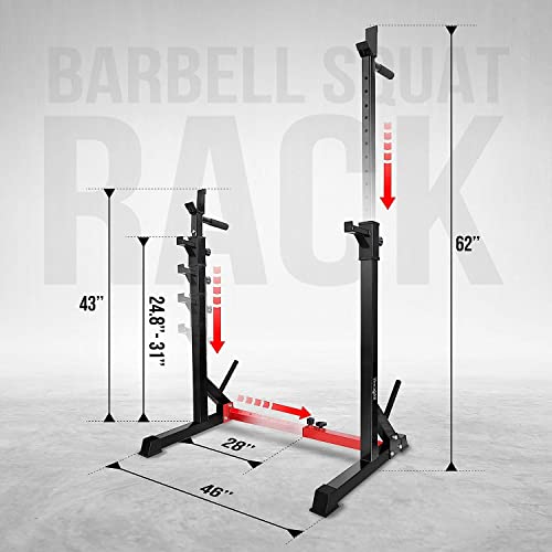 Squat Rack for Home Gym, Adjustable Barbell Stand... (Alloy Steel)
