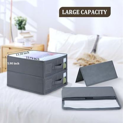3 Pack Bed Sheet Organizers and Storage, Sheet Storage Foldable Sheet Organizer with Clear PVC, Linen Closet Organizer for Bed Sheets, Duvet Covers, Blankets, Pillowcases, Clothes